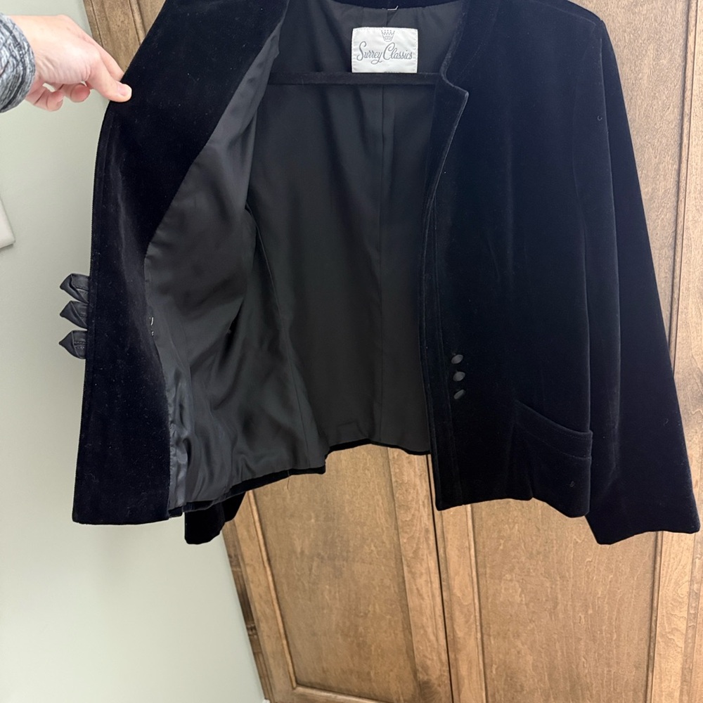 Vintage Black Velvet Women's Blazer Suit Jacket
